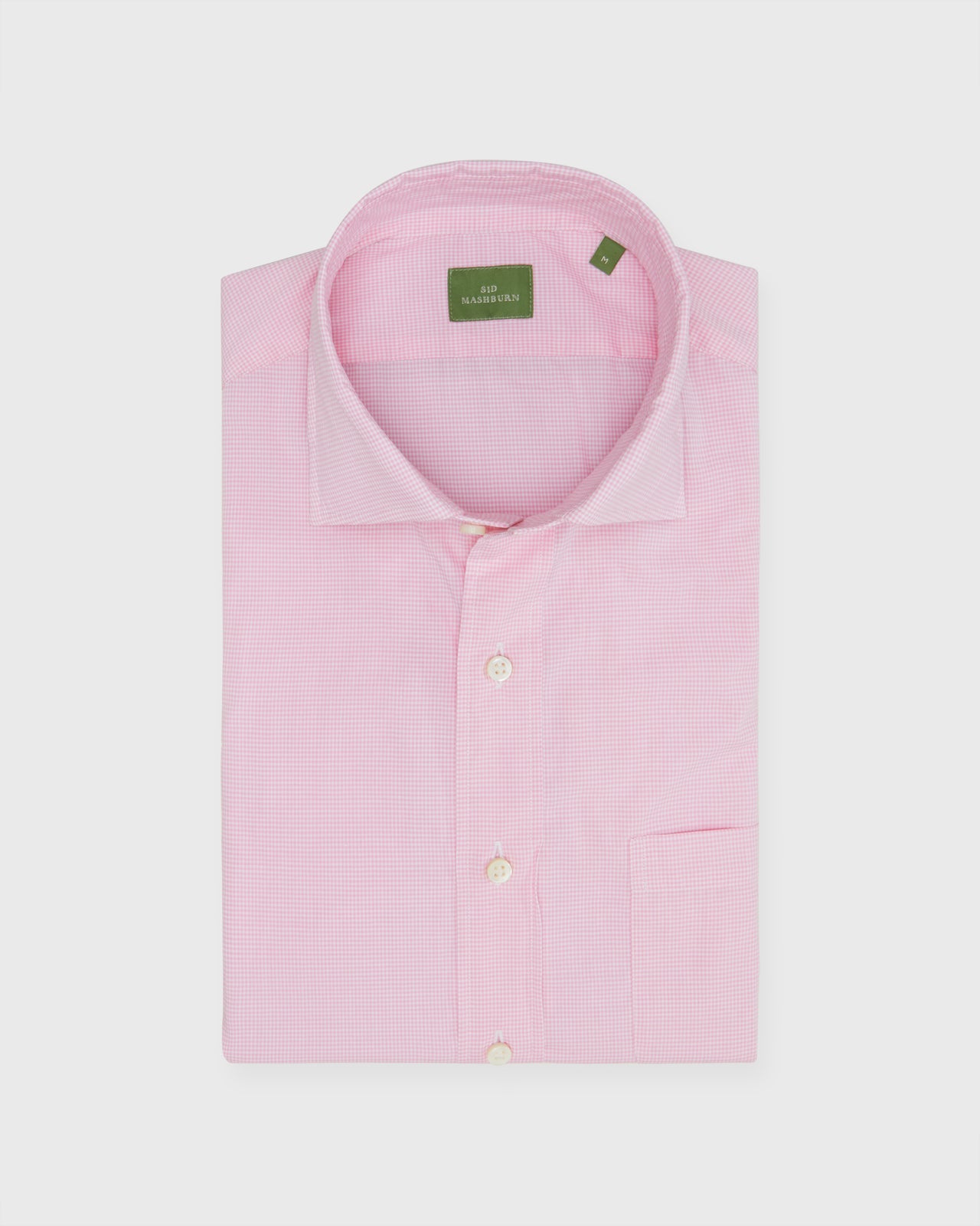 Spread Collar Sport Shirt in Coral Micro Gingham Poplin