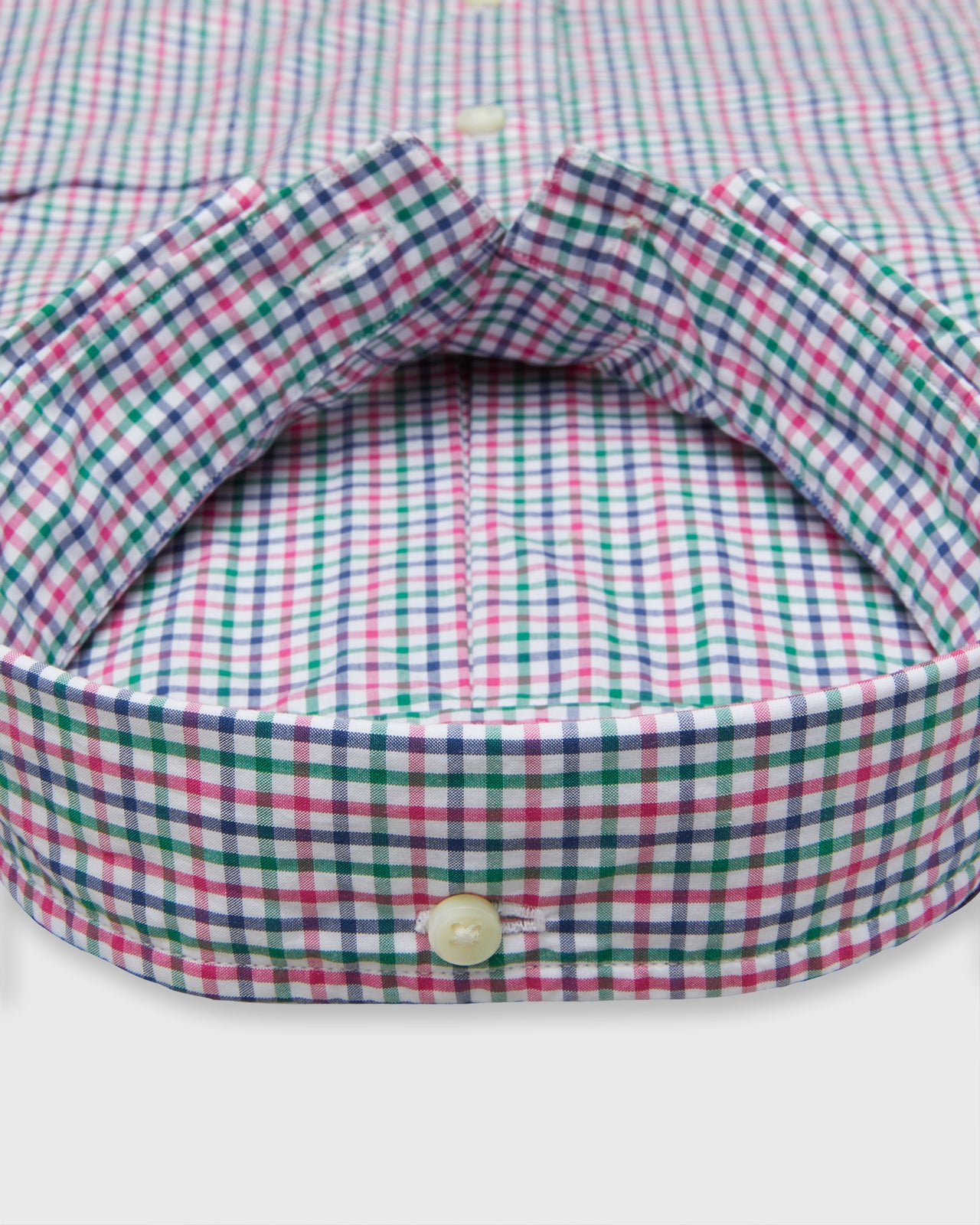 Button-Down Sport Shirt in Berry/Green/Navy Tattersall Poplin