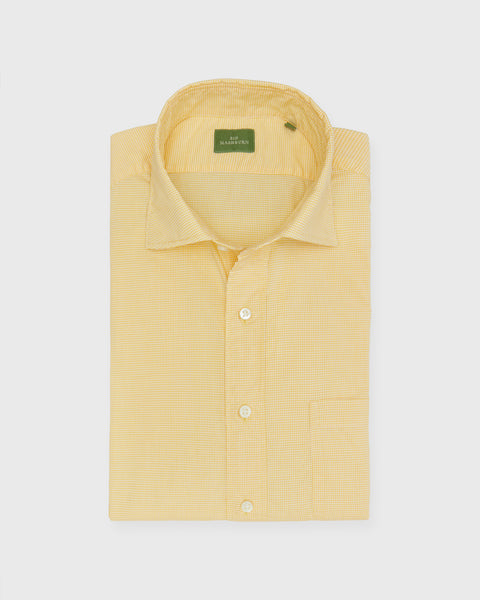 Spread Collar Sport Shirt in Yellow Micro Gingham Poplin Spread Collar Sport Shirt in Yellow Micro Gingham Poplin