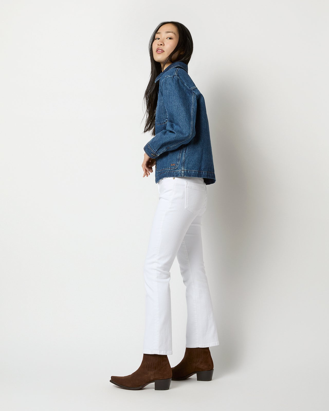 Nikkie Logo Jacket in Washed Indigo Denim