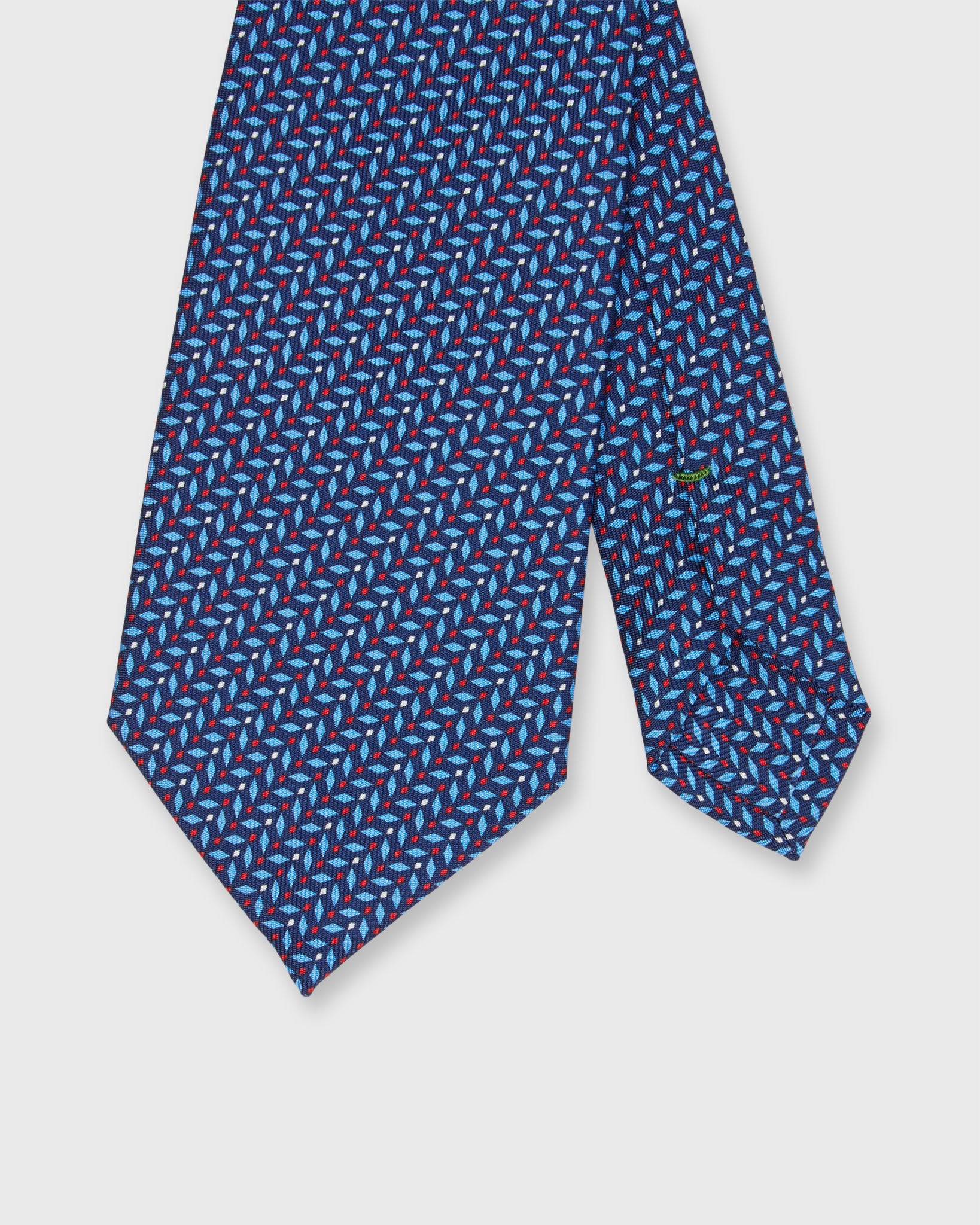 Silk Print Tie in Navy/Blue Diamonds
