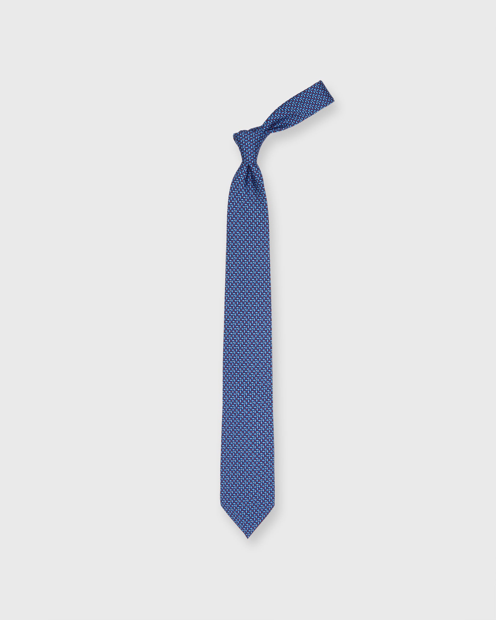 Silk Print Tie in Navy/Blue Diamonds