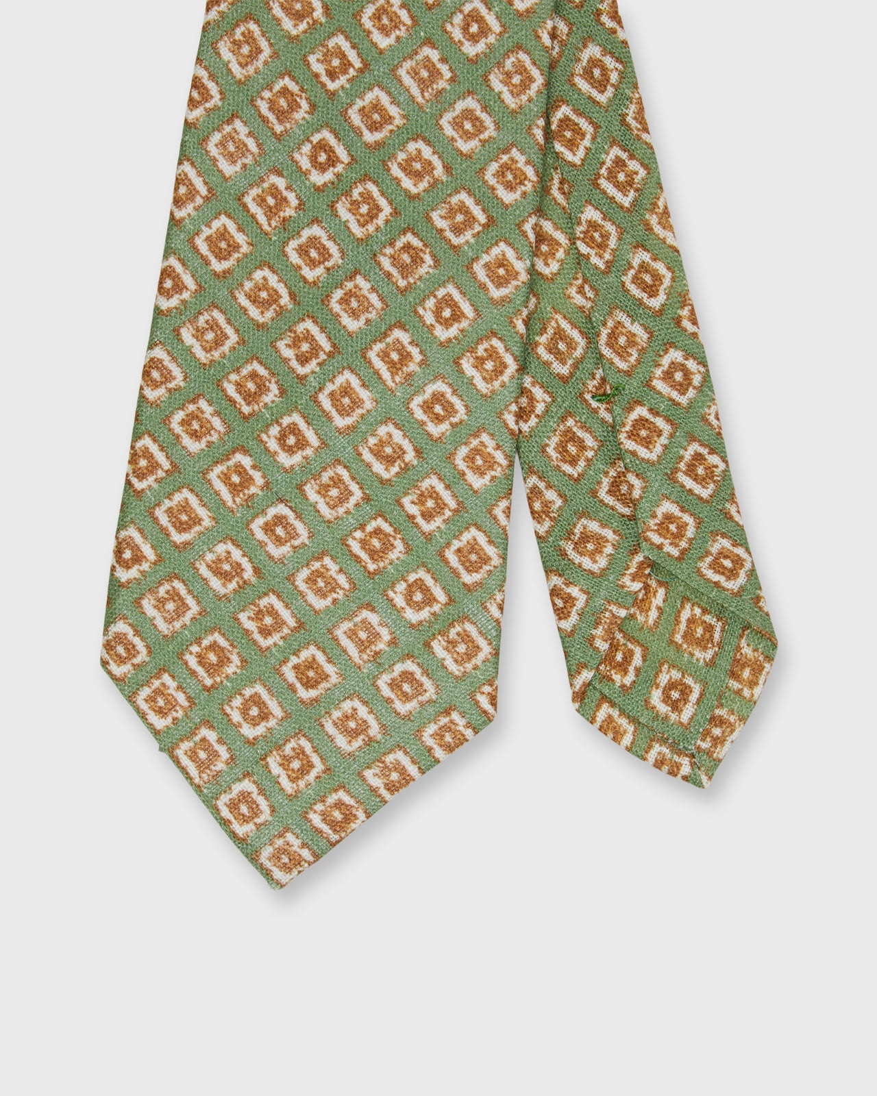 Linen Print Tie in Sage/Havanna Foulard