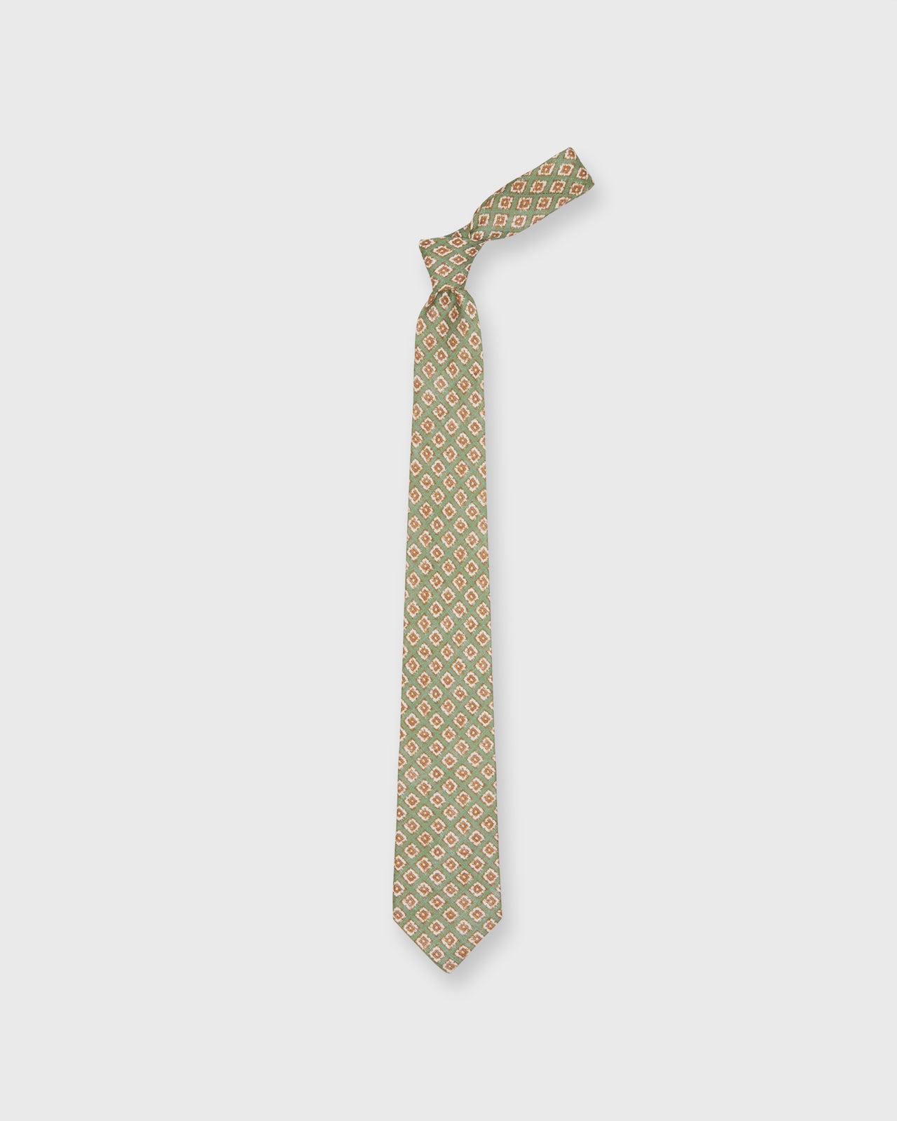 Linen Print Tie in Sage/Havanna Foulard
