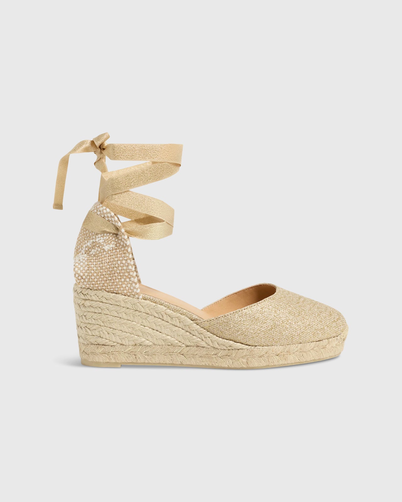 Low Carina Espadrille in Metallic Gold Canvas