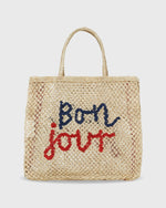 Load image into Gallery viewer, Large Bon Jour Tote in Natural/Blue/Red
