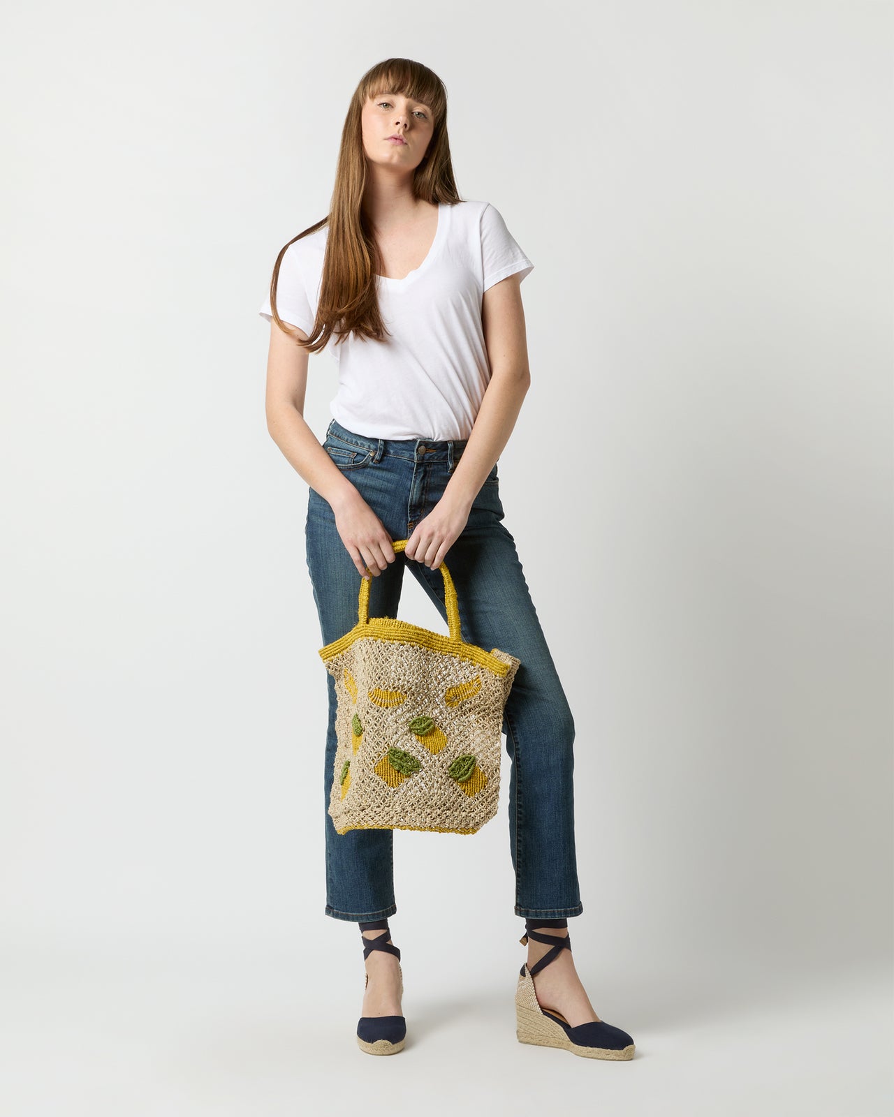 Small Lemon Tote in Natural/Yellow