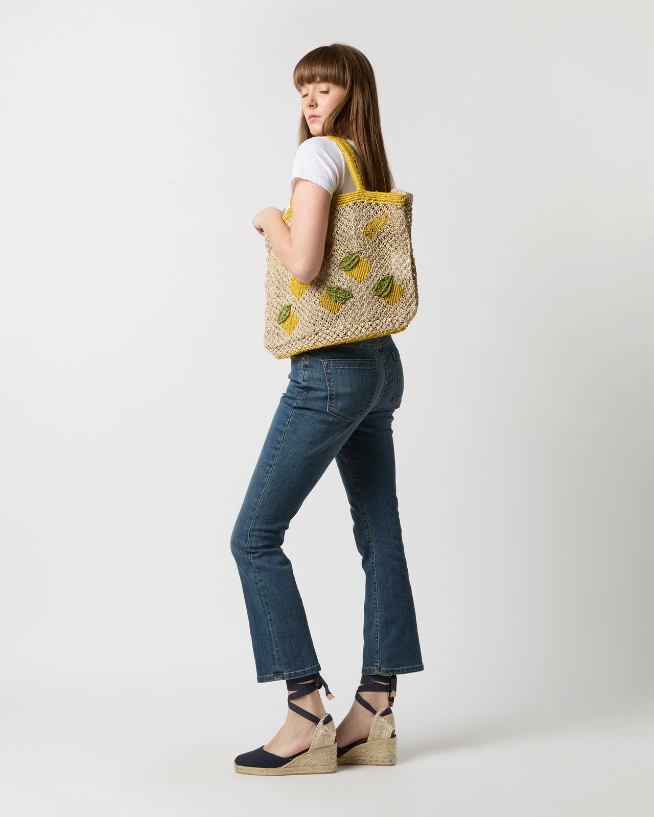 Small Lemon Tote in Natural/Yellow