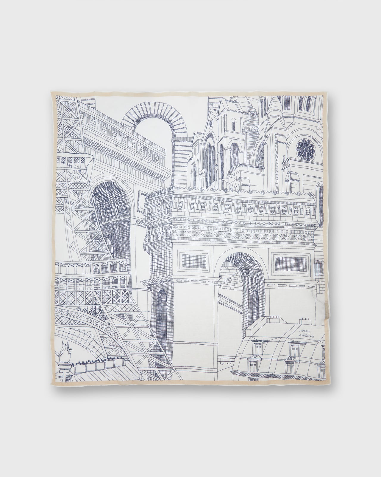 Large Paris Square Scarf in Beige