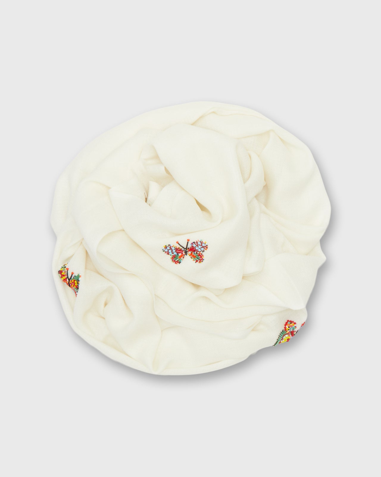Butterflies Scarf in Ivory