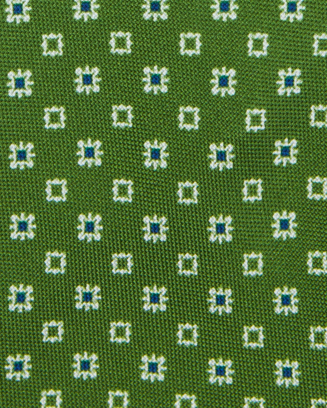 Silk Print Tie in Olive/Bone/Navy Foulard