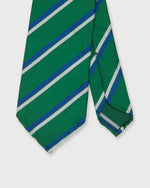 Load image into Gallery viewer, Silk Woven Tie in Green/Blue/White Double Stripe
