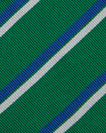 Load image into Gallery viewer, Silk Woven Tie in Green/Blue/White Double Stripe
