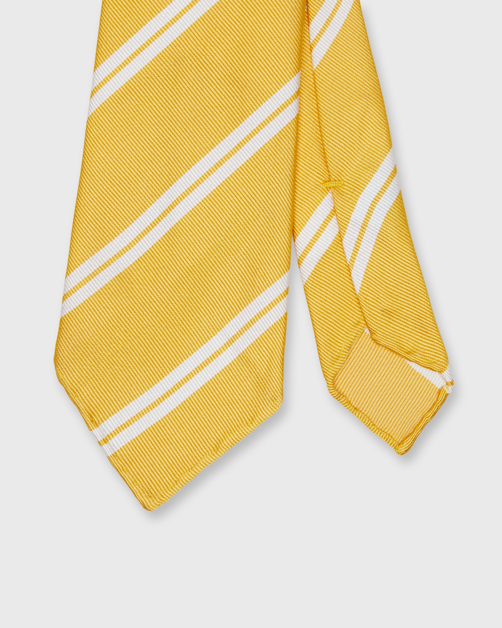 Silk Woven Tie in Butter/White Double Stripe