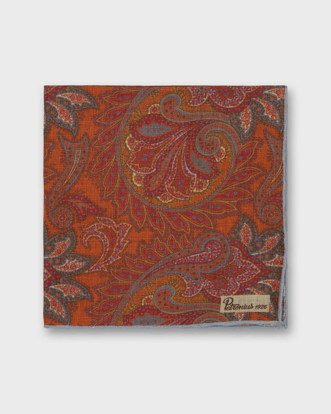 Linen Print Pocket Square in Brick/Sienna Paisley