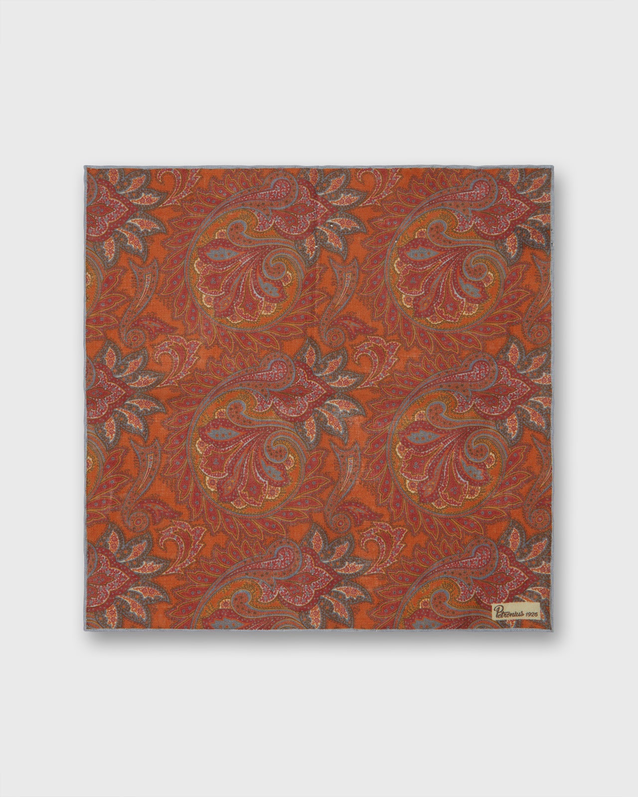 Linen Print Pocket Square in Brick/Sienna Paisley