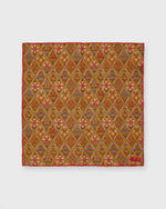 Load image into Gallery viewer, Linen Print Pocket Square in Orange Multi Mosaic
