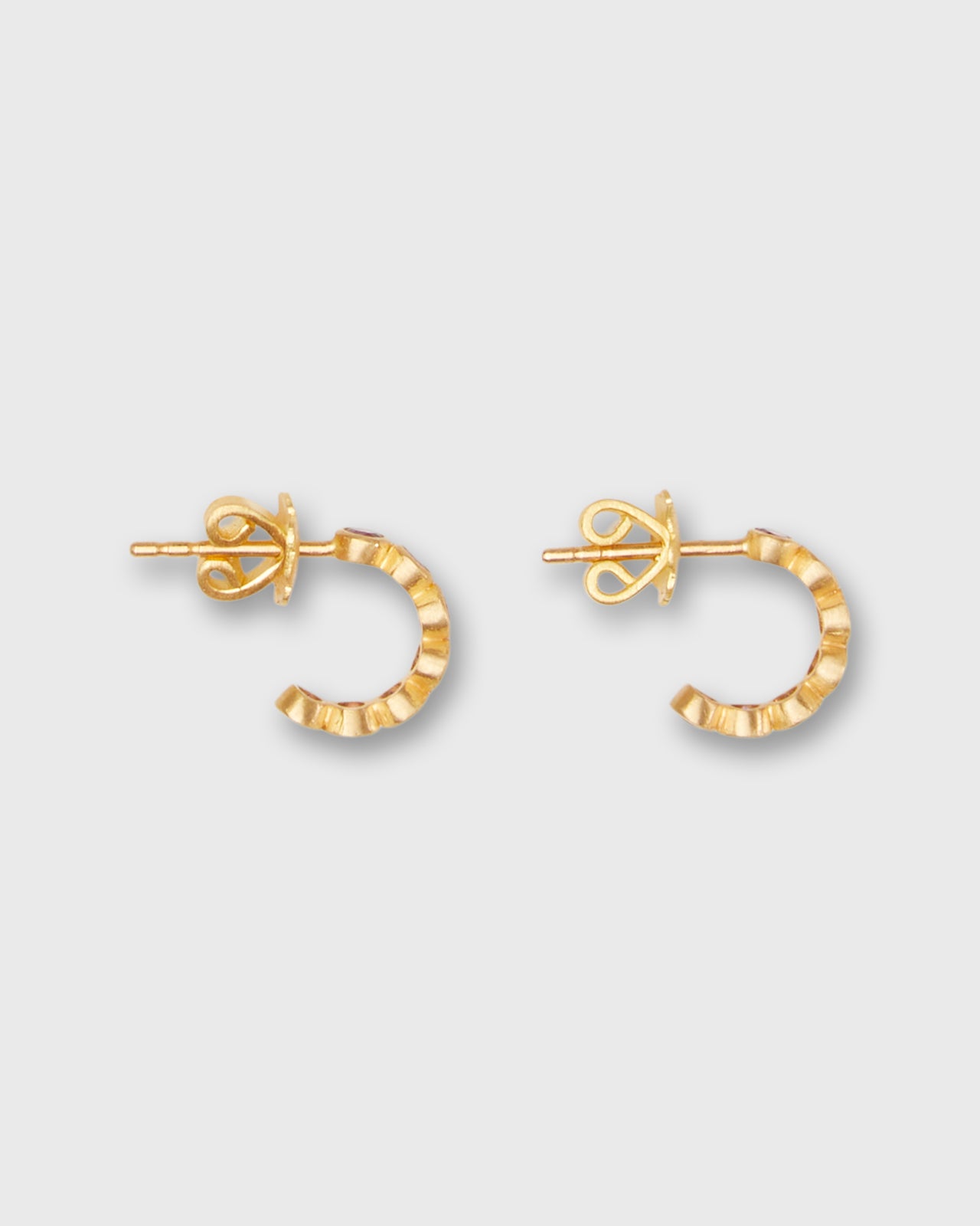 Mini Bollywood Hoop Earrings in Rhodolite