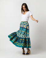 Load image into Gallery viewer, Sunset Skirt in Emerald Casareale Barré Cotton Jersey
