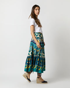 Sunset Skirt in Emerald Casareale Barré Cotton Jersey