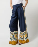 Load image into Gallery viewer, Palazzo Pant in Blue Mudejar Placée Silk Twill
