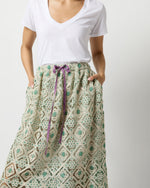 Load image into Gallery viewer, Drawstring Skirt in Cream Agua Macramé
