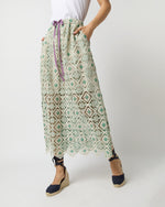 Load image into Gallery viewer, Drawstring Skirt in Cream Agua Macramé
