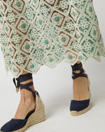 Load image into Gallery viewer, Drawstring Skirt in Cream Agua Macramé
