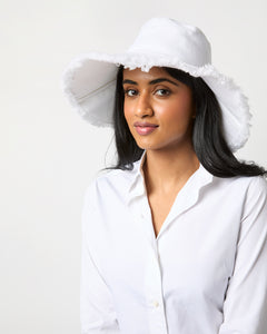 Canvas Packable Hat in Solid White