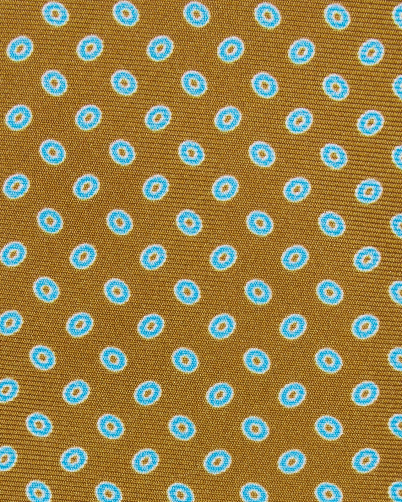 Silk Print Tie in Tobacco/Aqua Circle