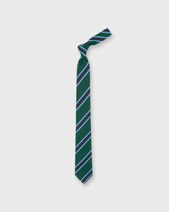 Irish Poplin Tie in Hunter/Navy/Sky Stripe