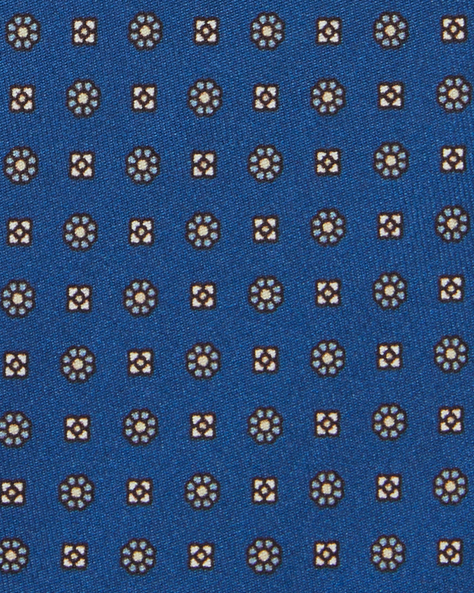 Silk Print Tie in Blue/Oat Foulard