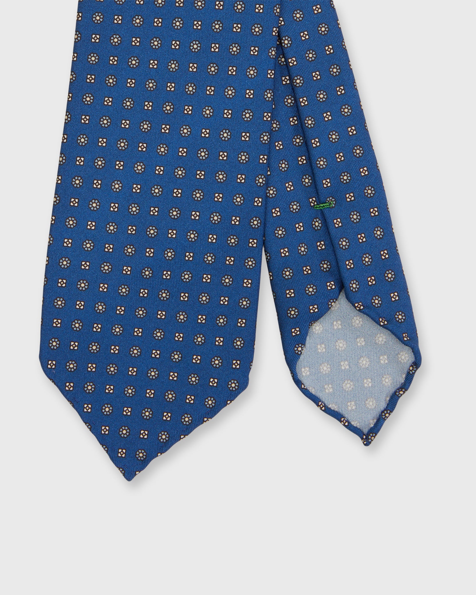 Silk Print Tie in Blue/Oat Foulard