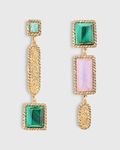 Malli Earrings in Gold/Pink/Green