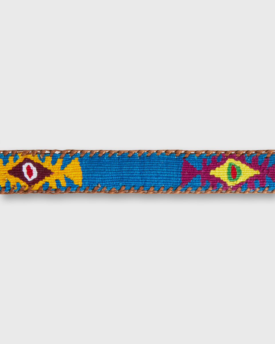 1.5" Hand-Loomed Belt in Blue/Orange Tribal | Shop Sid Mashburn