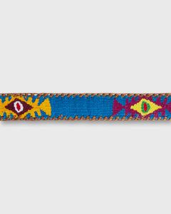1.5" Hand-Loomed Belt in Blue/Orange Tribal