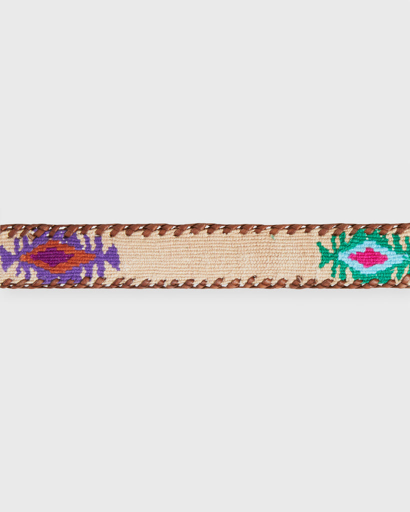 1.5" Hand-Loomed Belt in Natural/Pink Tribal | Shop Sid Mashburn