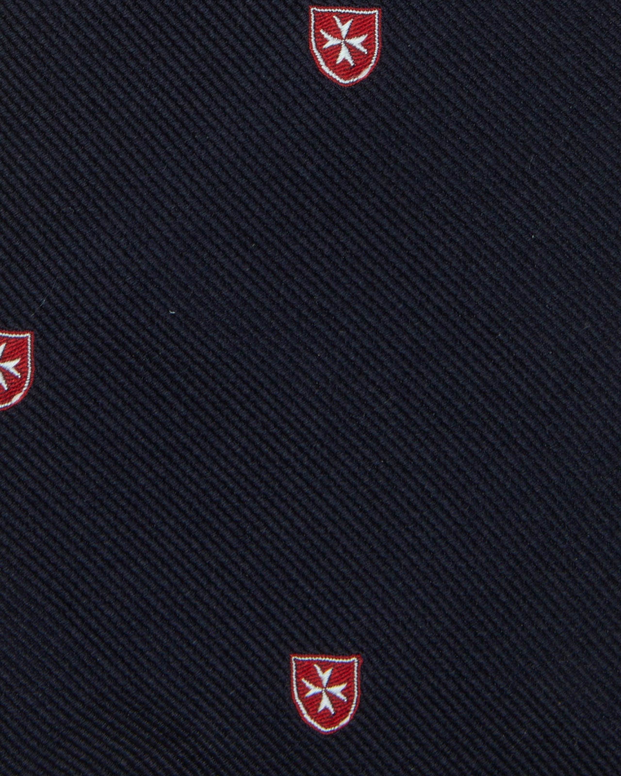 Silk Woven Club Tie in Navy/Red Shield