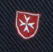 Silk Woven Club Tie in Navy/Red Shield