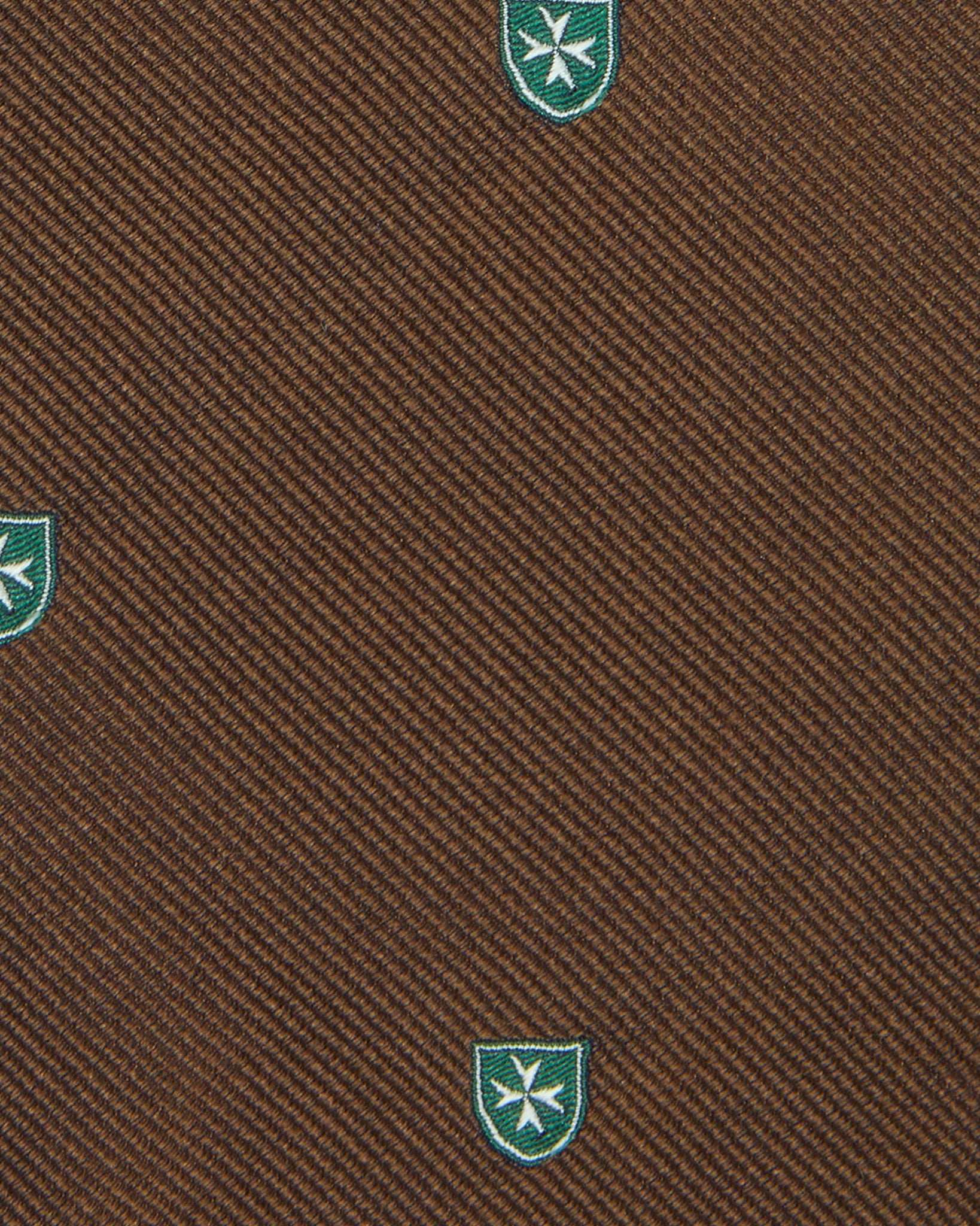 Silk Woven Club Tie in Brown/Green Shield