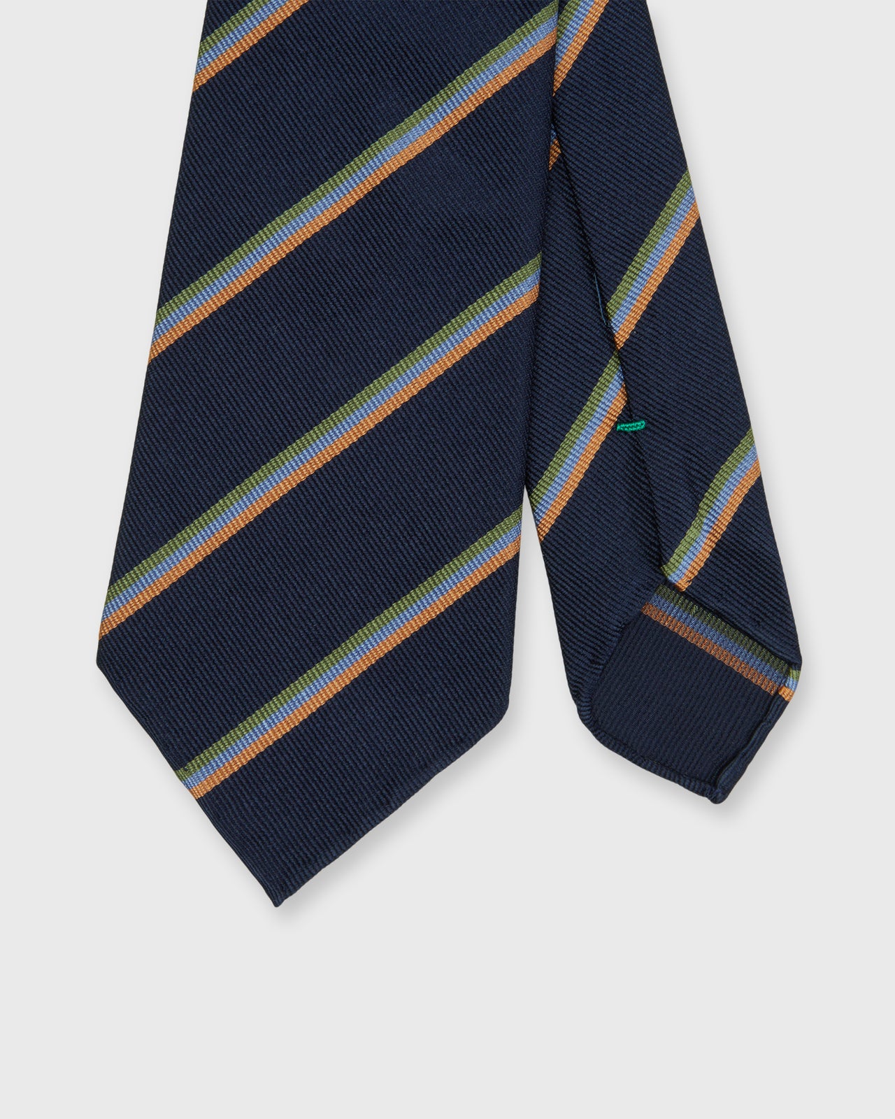 Silk Woven Tie in Navy/Melon/Sky Multi Stripe