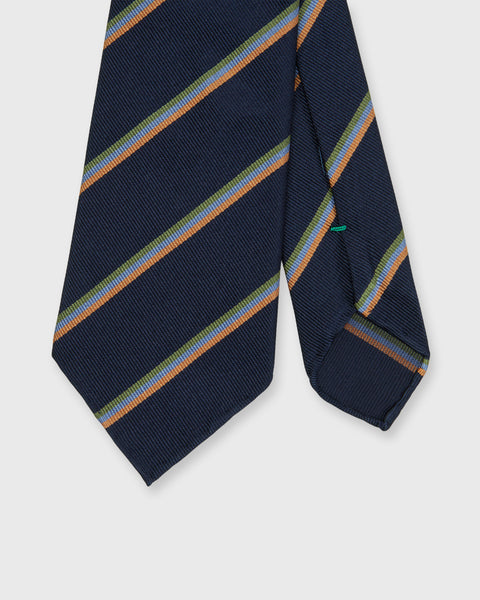 Silk Woven Tie in Navy/Melon/Sky Multi Stripe | Shop Sid Mashburn