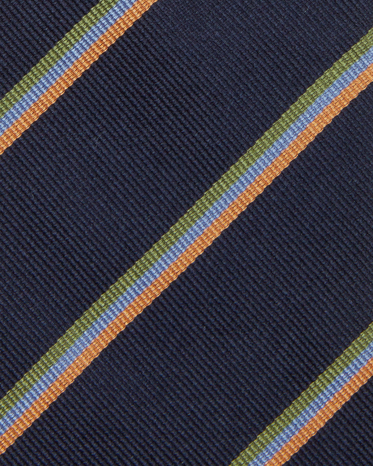 Silk Woven Tie in Navy/Melon/Sky Multi Stripe