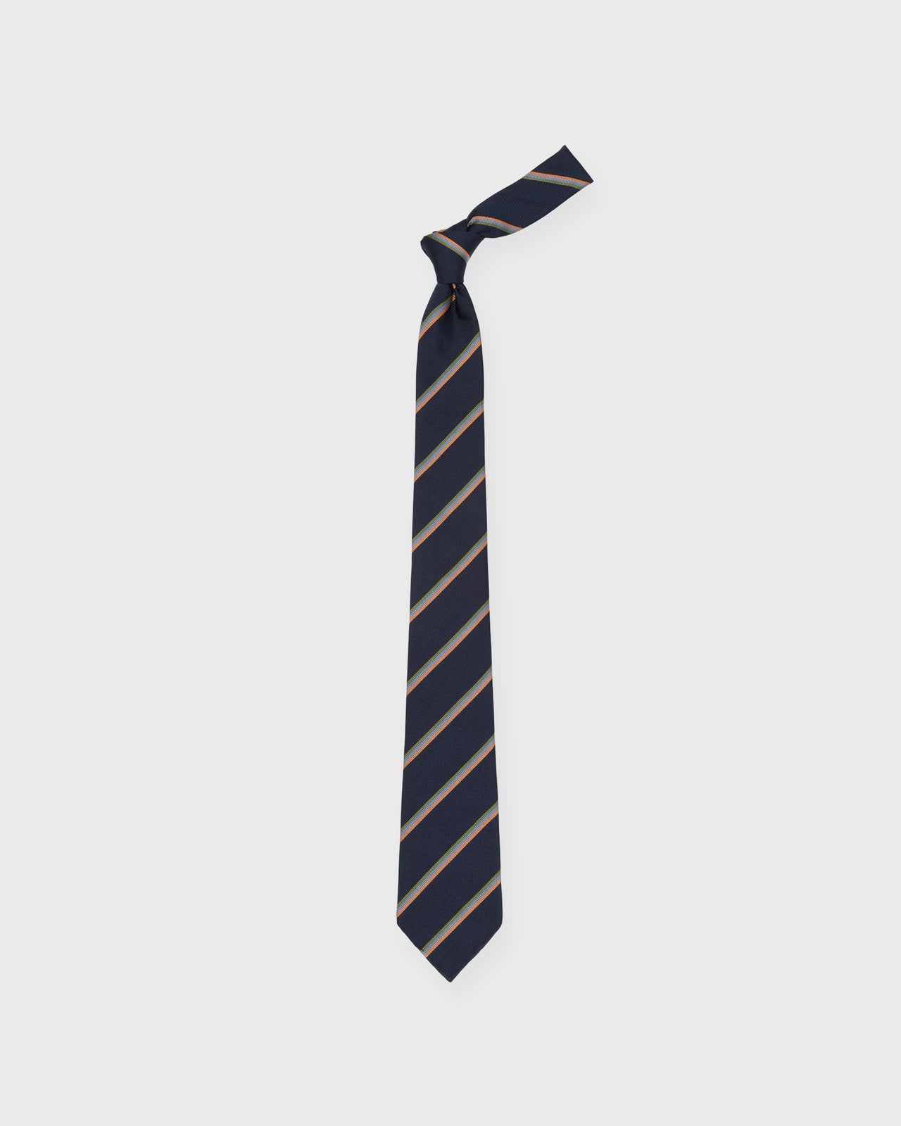Silk Woven Tie in Navy/Melon/Sky Multi Stripe