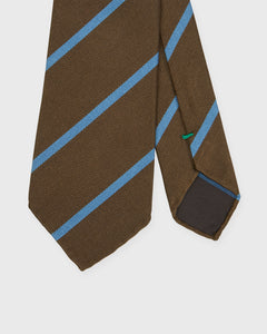 Silk Woven Tie in Brown/Sky Bar Stripe