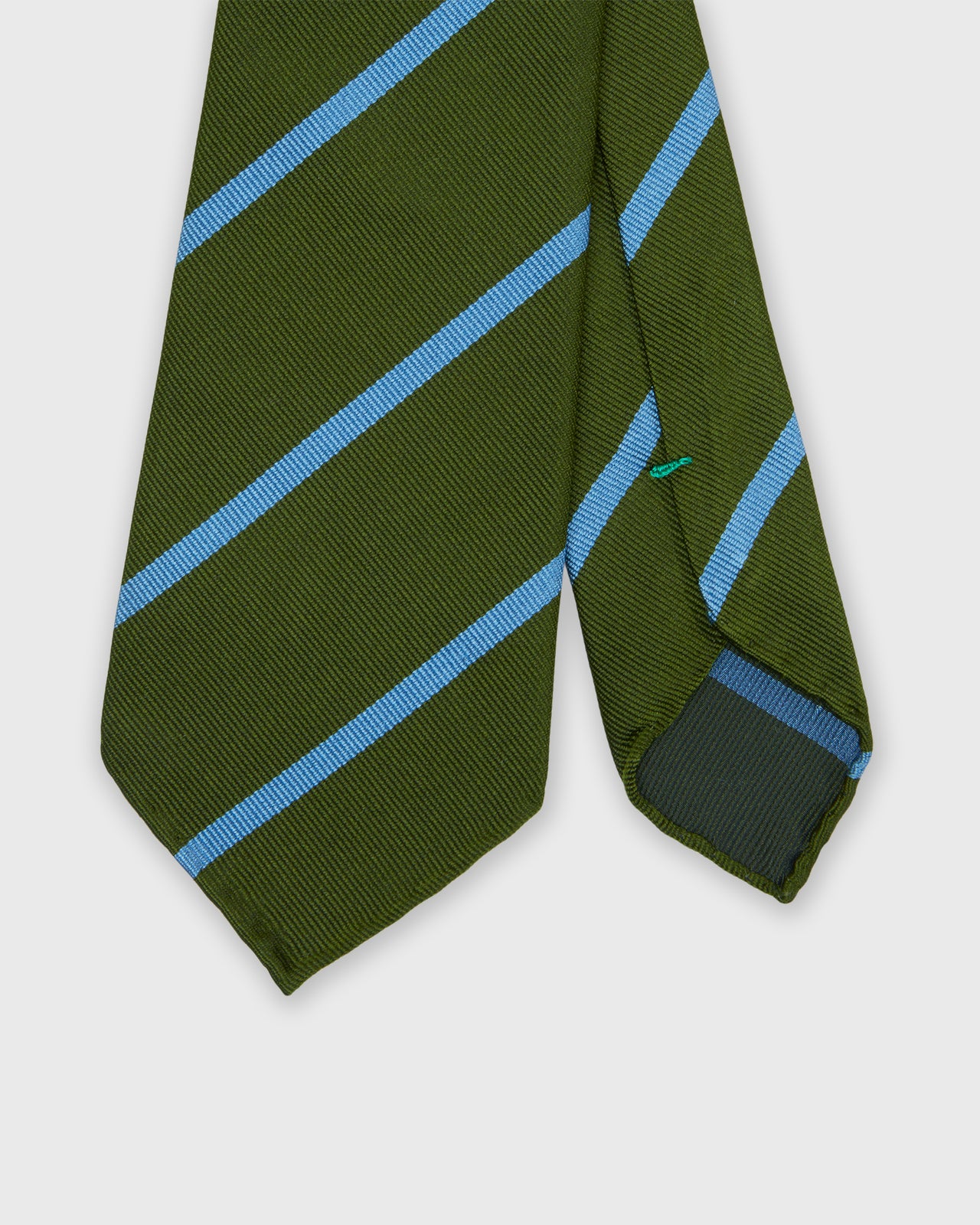 Silk Woven Tie in Moss/Sky Bar Stripe