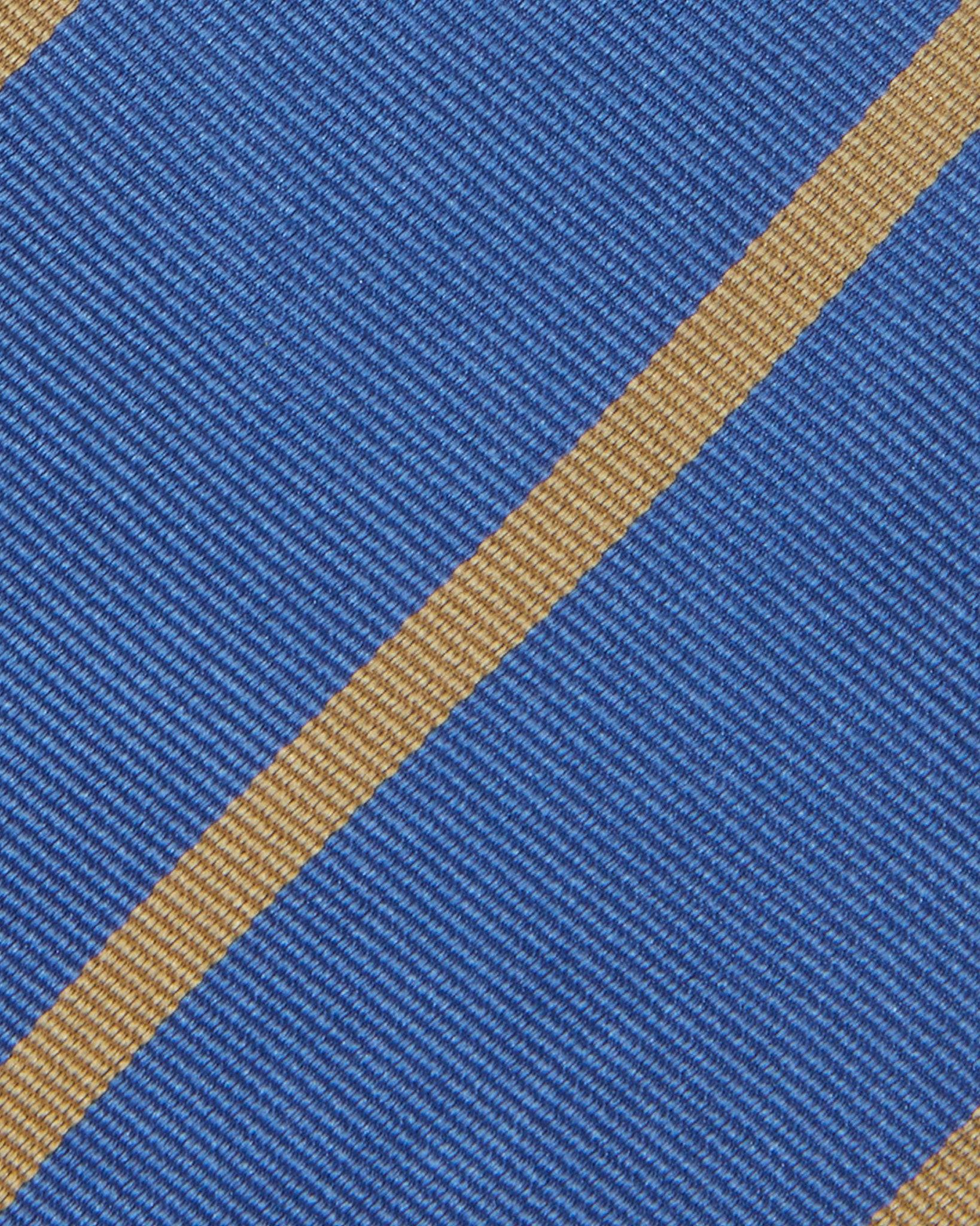 Silk Woven Tie in French Blue/Khaki Bar Stripe