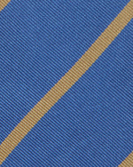 Load image into Gallery viewer, Silk Woven Tie in French Blue/Khaki Bar Stripe
