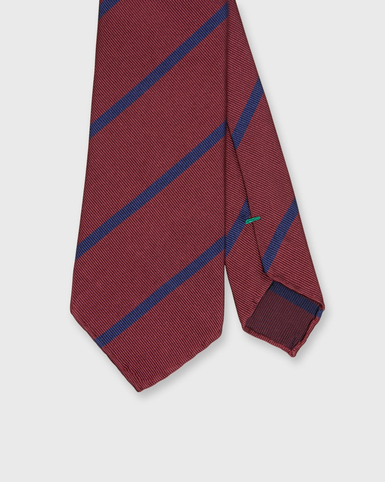 Silk Woven Tie in Dusty Red/Blue Bar Stripe