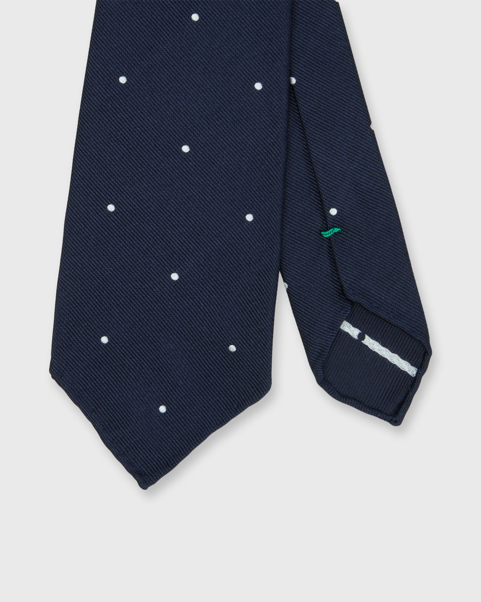 Silk Woven Tie in Navy/Ivory Dot